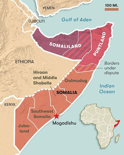 map of Somalia conflict