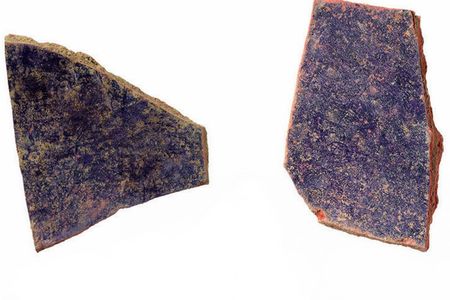 Pottery fragments found onsite are lined in purple pigment, suggesting they were once containers for dye.