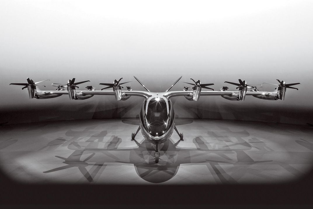 black-and-white photo of Maker eVTOL