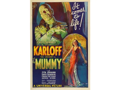 An original 1932 lithographic film poster of "The Mummy" designed by Karoly Grosz