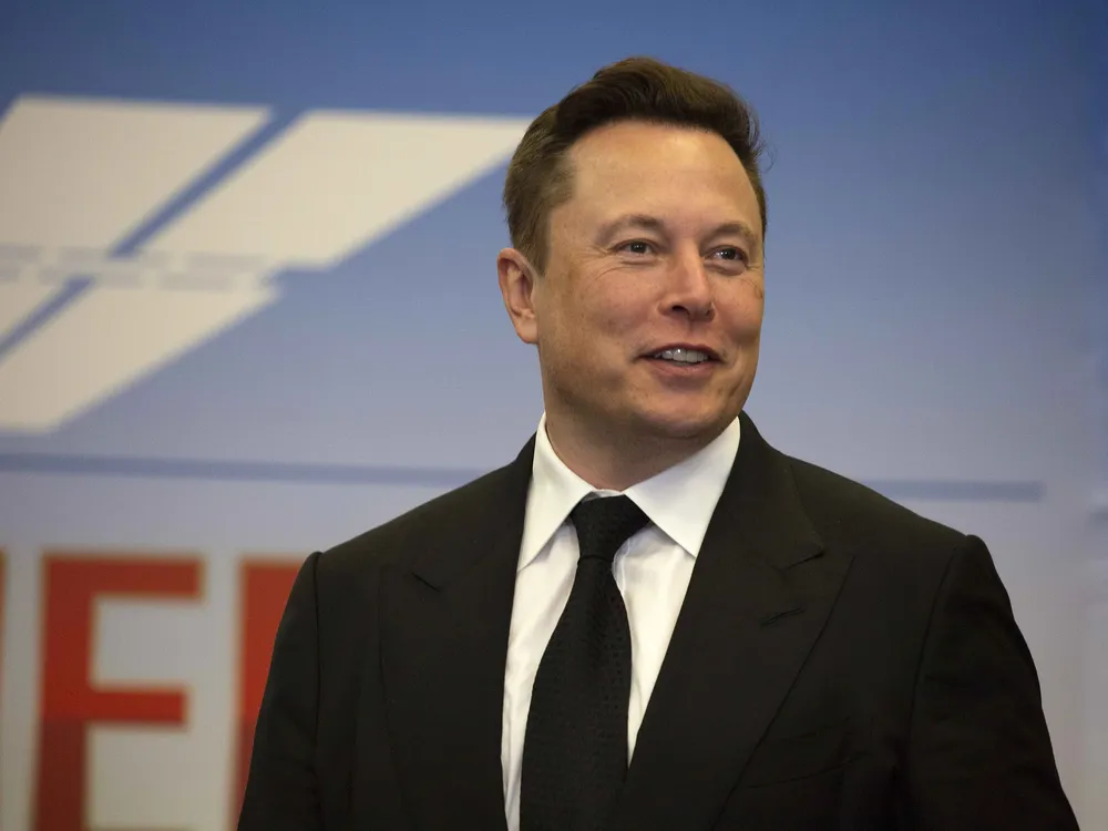 Elon Musk at a press conference at the Kennedy Space Center in Cape Canaveral, Florida