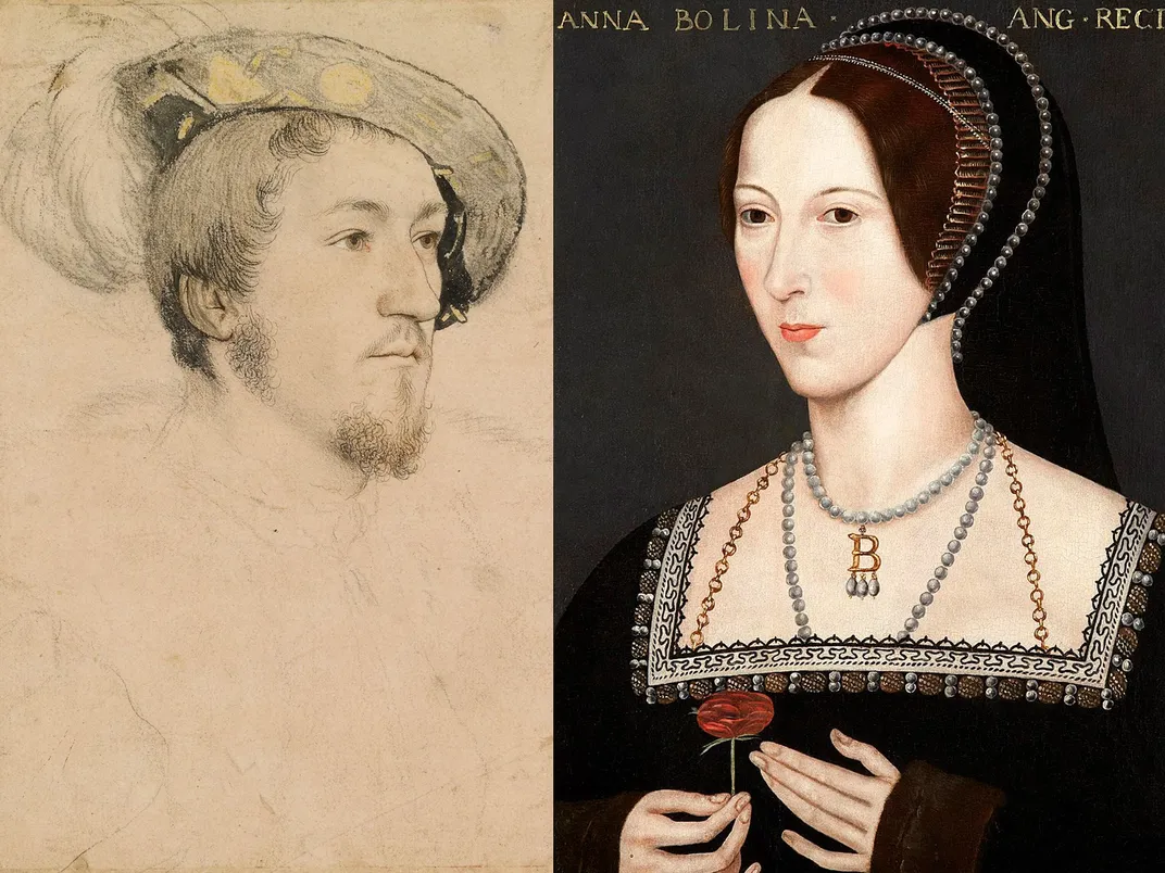 Portraits believed to depict George Boleyn (left) and his sister Anne (right)