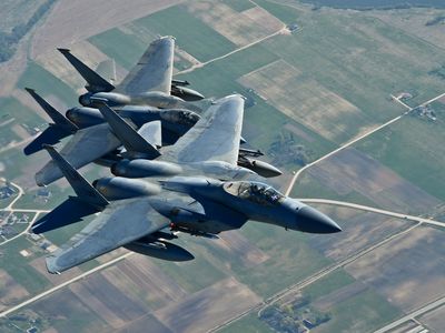 F-15Cs of the U.S. 48th Air Expeditionary Group fly Baltic rotations. Like Rick von Berckefeldt’s C model, they are air-to-air only: a singular threat in NORAD airspace, but a subtle signal in Europe that ground troops needn’t fear.
