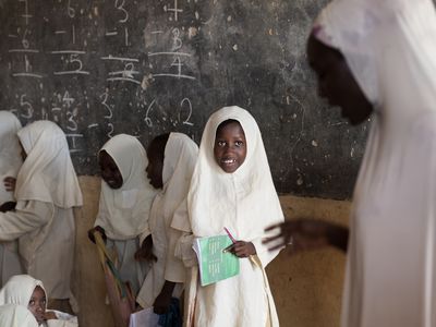 Students at a school in Nigeria. 