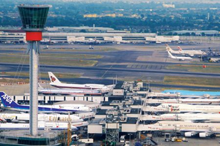 Heathrow's new control tower is located near Terminal Three. The control room, mounted on a steel mast, is five stories high and weighs more than 1,000 tons.