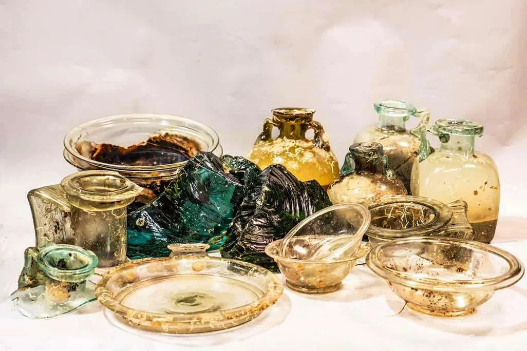 Pile of glass artifacts