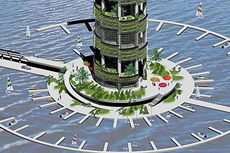 A "living skyscraper" could rise from the shallows of Lake Michigan and serve Chicago.