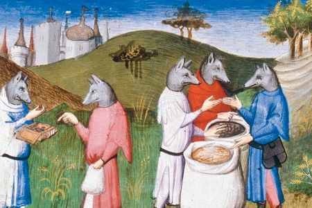 Polo wrote of men with dogs’ features (a French illustration, c. 1412), among several other fantastic creatures.
