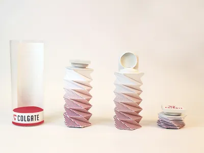 An Arizona State University student's toothpaste tube prototype forces every last bit to come out by folding down like an accordion. 