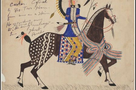 An example from a collection of drawings made by Sioux artists living in Fort Yates, North Dakota, in 1913.