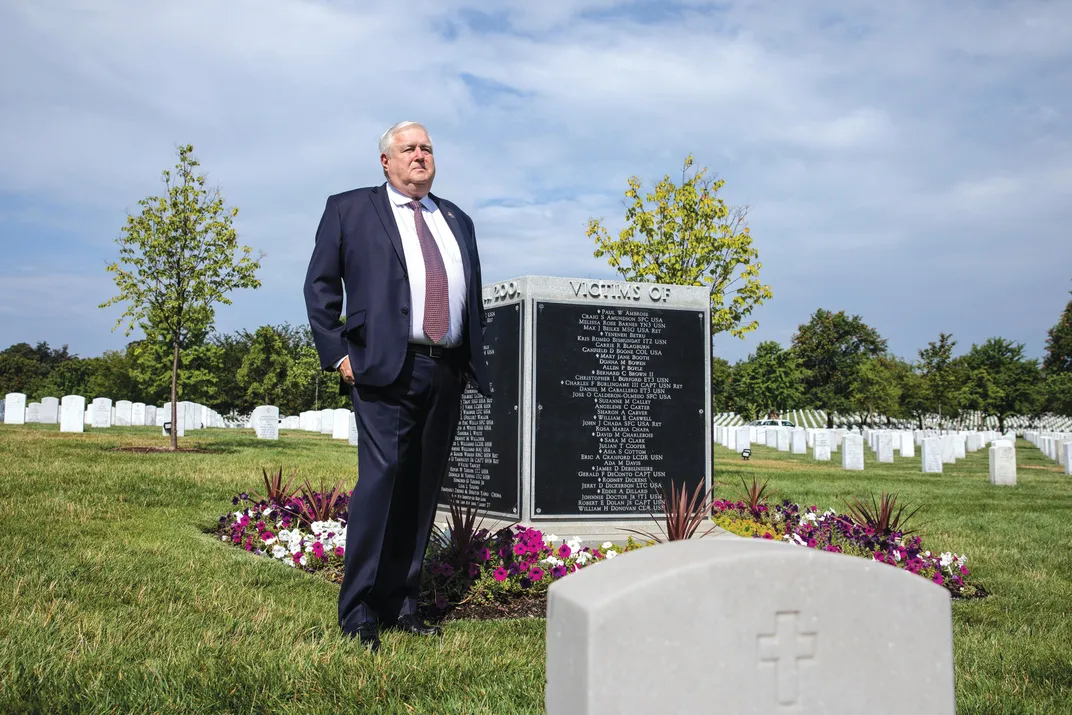 a portrait of a man at Arlington National  Cemetery