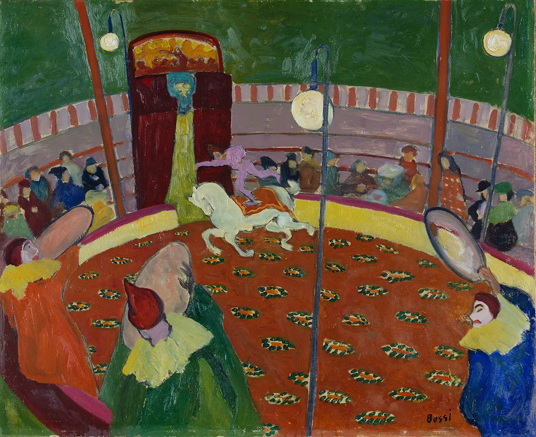 an expressionist painting of a big top circus