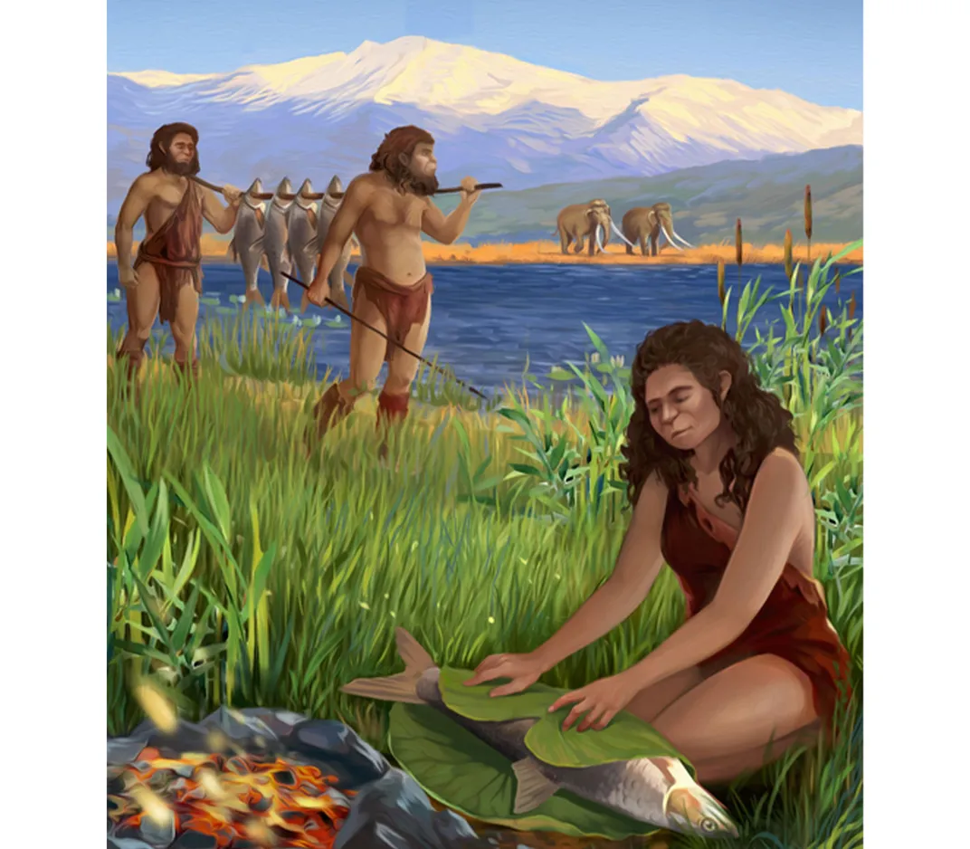Hominins fishing and cooking on the shores of an ancient lake