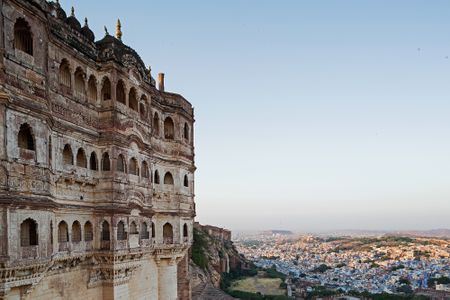The city of Jodhpur spills out below Mehrangarh Fort, once the residence of the royal family.