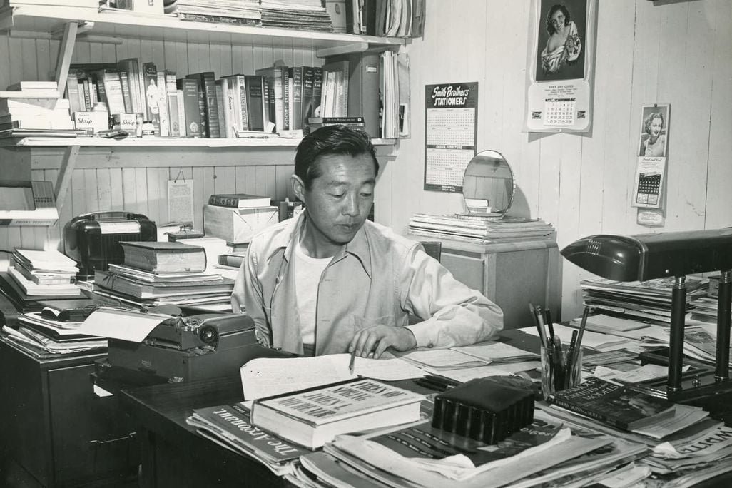 Mori in his office working