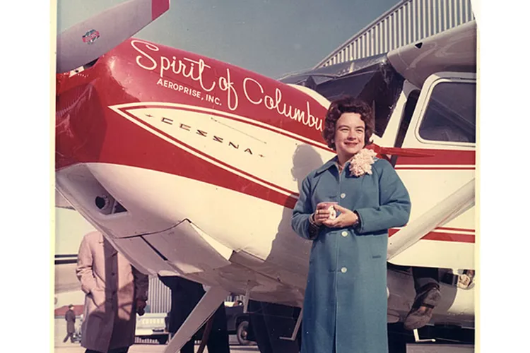 Jerrie Mock at the start of her flight