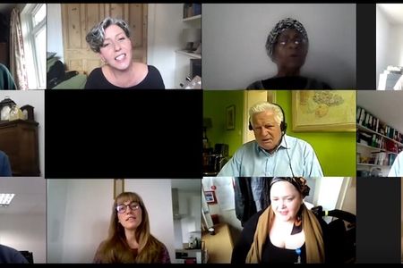 Covid-19 patients during their weekly vocal lessons as part of ENO Breathe.