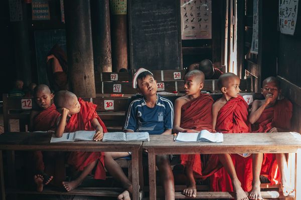 The students in class at Bagaya Monastery in Mandalay,Myanmar thumbnail