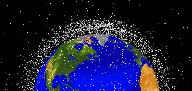 Artist's depiction of orbital debris cloud around Earth