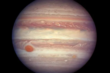 This snapshot shows Jupiter's swirling, banded atmosphere and signature vortices. 
