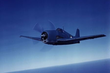 The Grumman Hellcat, here sporting U.S. Navy colors, was a mainstay of carrier-based aviation during World War II.