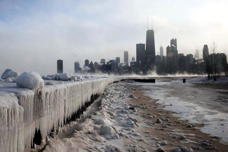 Chicago on a cold and windy day