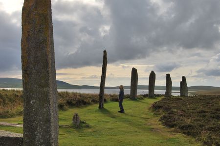 The stone circle Ring of Brodgar on the Orkney Islands, Scotland.