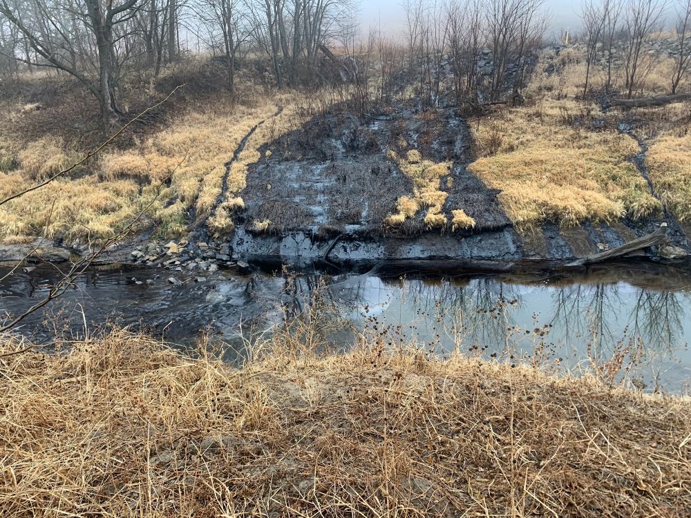 oil spill into a creek