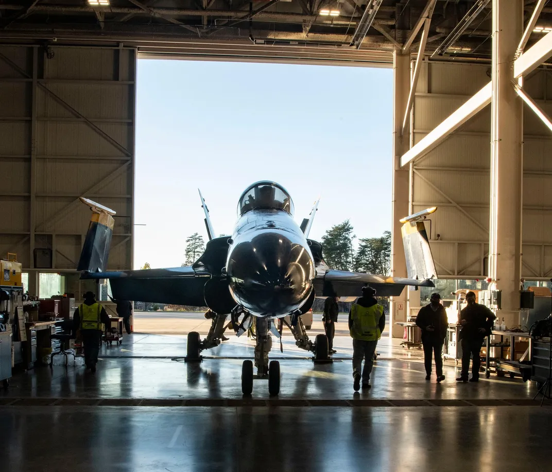 Blue Angels Jet in hangar