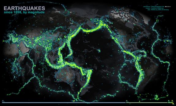 Every recorded earthquake of magnitude 4 of higher since 1898