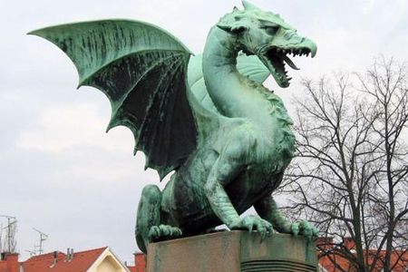A dragon statue in Ljubljana, Slovenia
