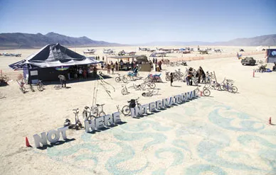 Even when scalawags shuffle airport letters, it's hard to miss the spot on the empty Nevada desert where the Burning Man arts festival happens.