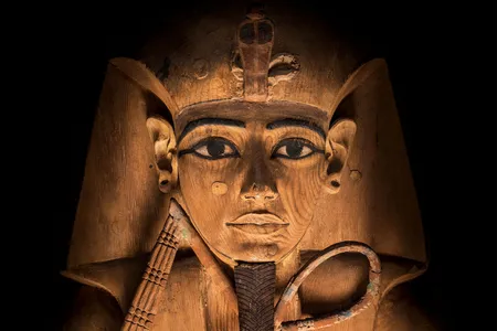 Ramses' wooden coffin is the centerpiece of the exhibition.