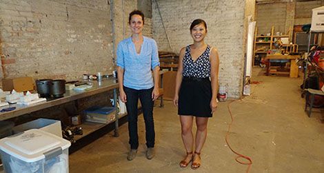 Caroline Linder (left) and Lisa Smith of ODLCO at their new (semi-finished) space in Chicago.