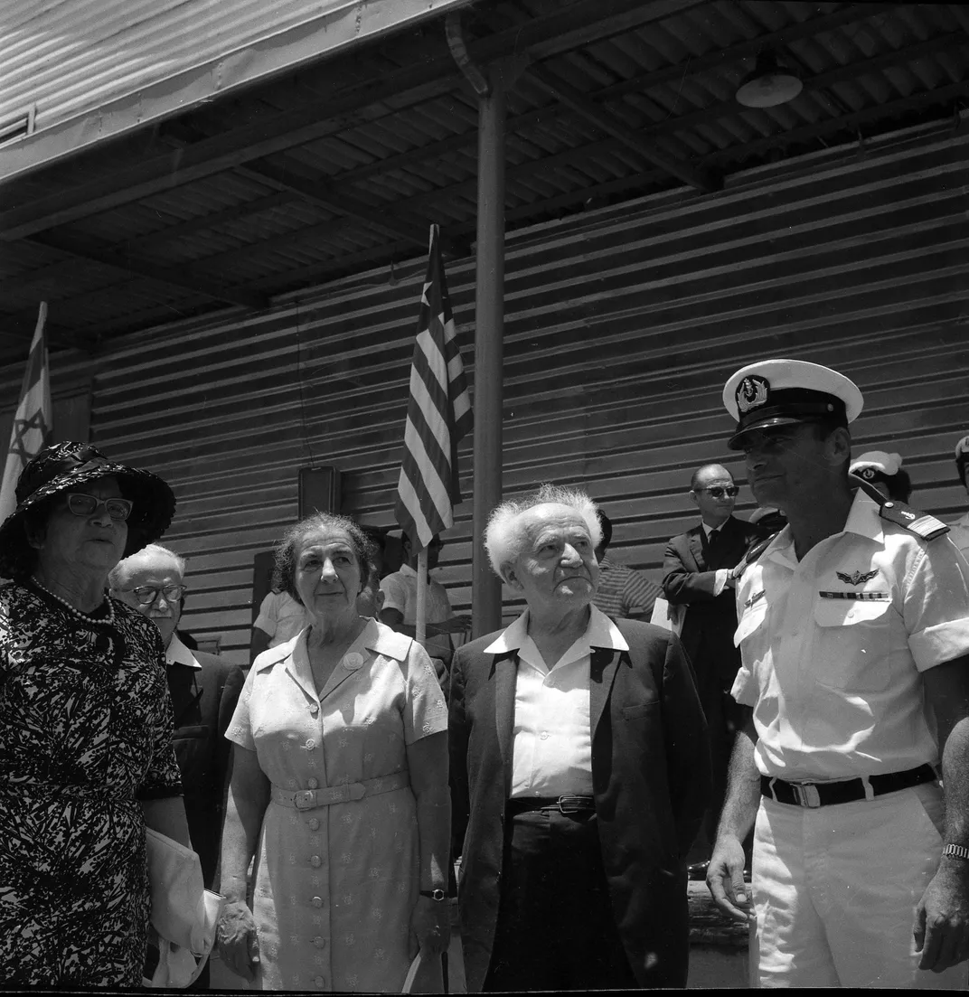 Meir and Prime Minister David Ben-Gurion (second from right) in 1962