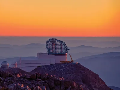 The Vera C. Rubin Observatory, under construction in May 2019, promises to reveal more objects faster than any previous telescope. The photo was taken from Gemini South, another large telescope on Chile’s Cerro Pachón mountaintop, a popular site due to its dry air and excellent astronomical “seeing.”