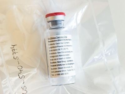 A vial of remdesivir, an antiviral that has broad-spectrum activity, meaning it works against more than one type of virus. Remdesivir has been authorized for emergency use in the COVID-19 pandemic; it also was used to fight Ebola when there were few treatments available.