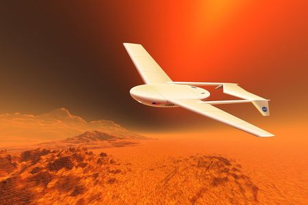 Artist’s conception of the Mars Airplane in flight.