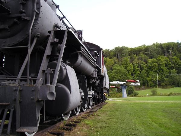 Train and airplane monuments in Haliburton, ON thumbnail