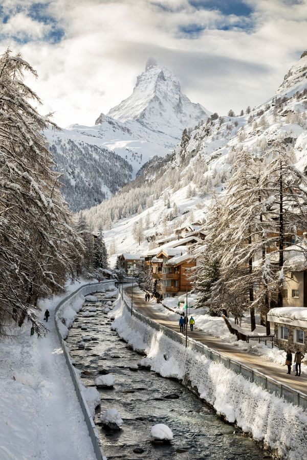 Matterhorn Mountain in winter. Zermatt, Switzerland.