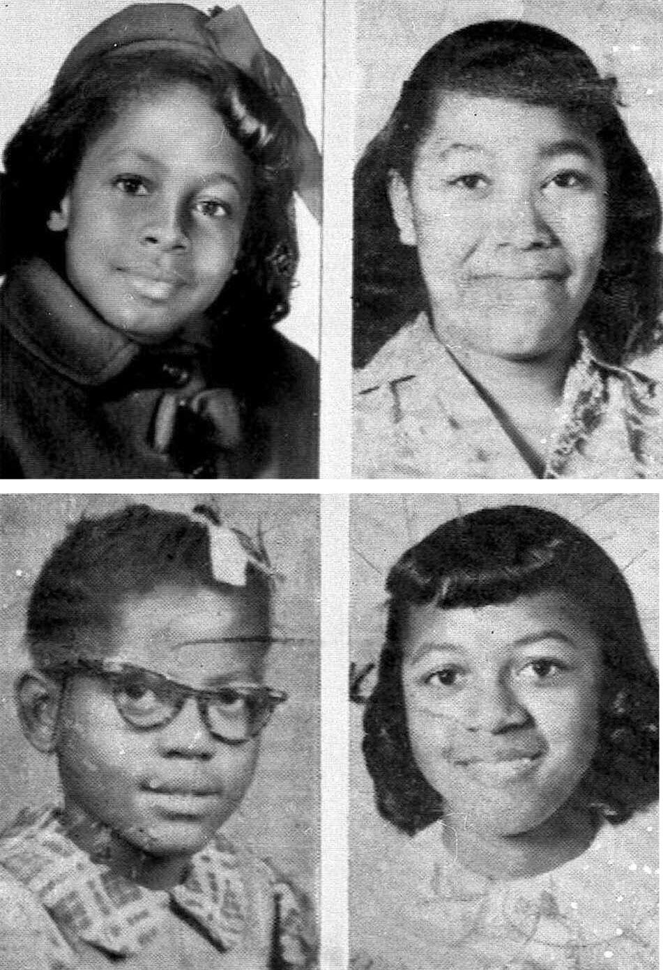 The victims of the Birmingham church bombing, clockwise from top left: Addie Mae Collins, Cynthia Wesley, Carole Robertson and Denise McNair