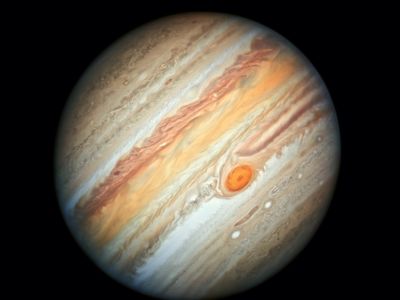 Jupiter and its Great Red Spot as seen by the Hubble Telescope on June 27, 2019.