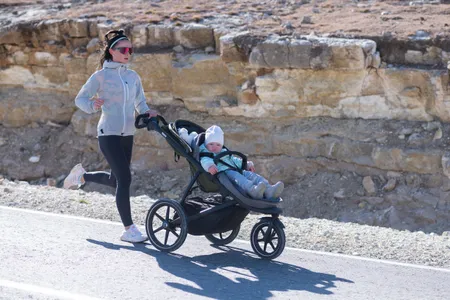Running with a stroller is a safe way to get some exercise when your kids are young, new research suggests.