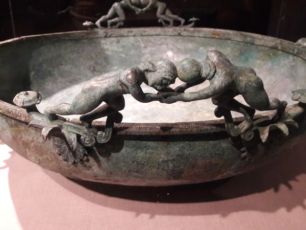 Bronze Basin with wrestlers on the rim thumbnail