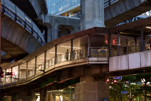 Bangkok Skytrain passageway at night. thumbnail