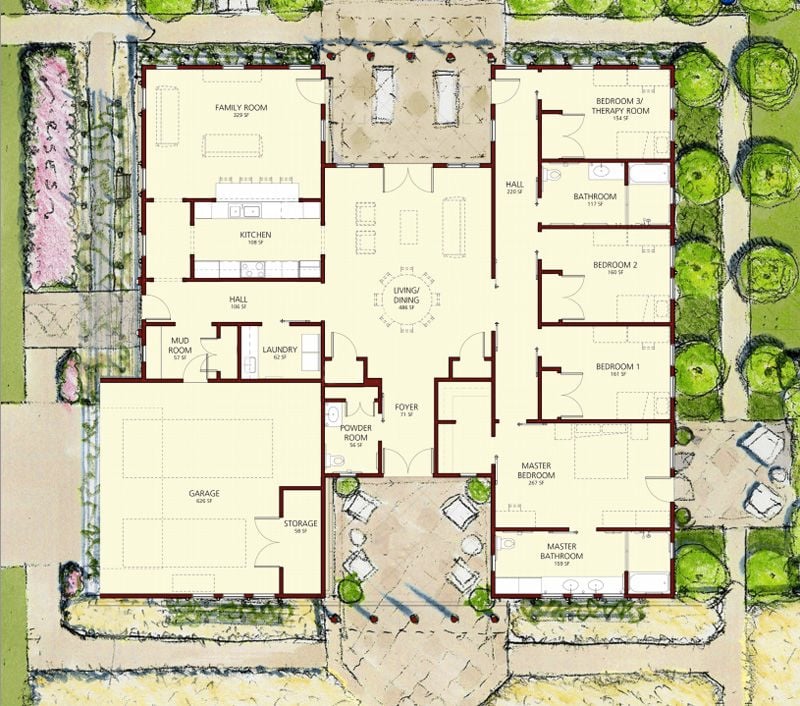 Michael Graves & Associates, Floor Plan for the “Patriot” Wounded Warrior Home