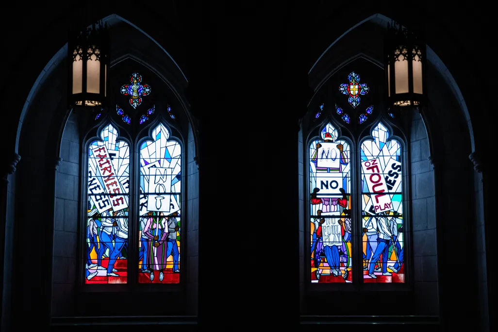 Stained-glass windows in a church