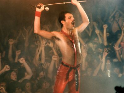 Freddie Mercury performing in Baton Rouge, Louisiana, in August, 1980.
