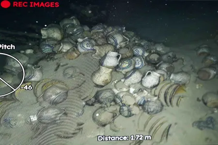 A remotely operated vehicle captured this image of the ceramics from the&nbsp;Camarat 4
