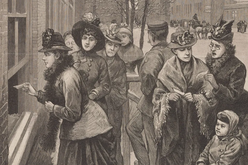 Women at Wyoming polls illustration